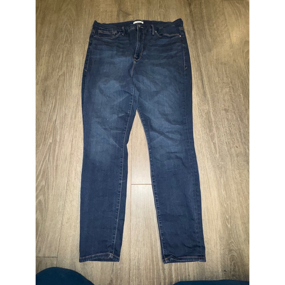 Good American Good Waist High Rise Skinny Jeans Dark Blue Denim Size 22